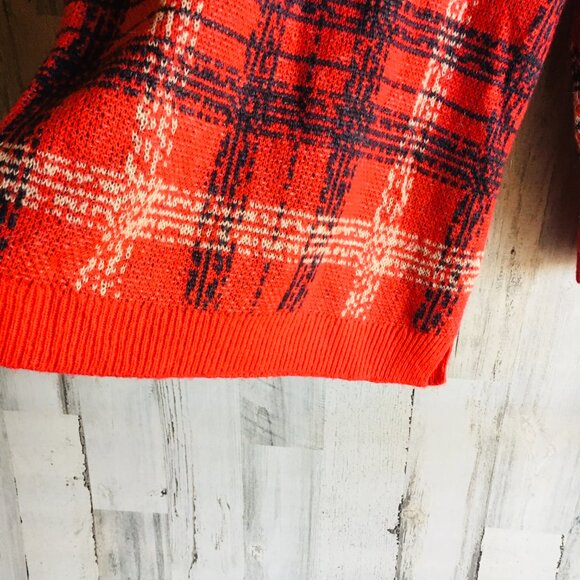 NWOT Ann Taylor Wool Mohair Blend Sweater XS Plaid Red Windowpane Preppy  Approx - Picture 4 of 13